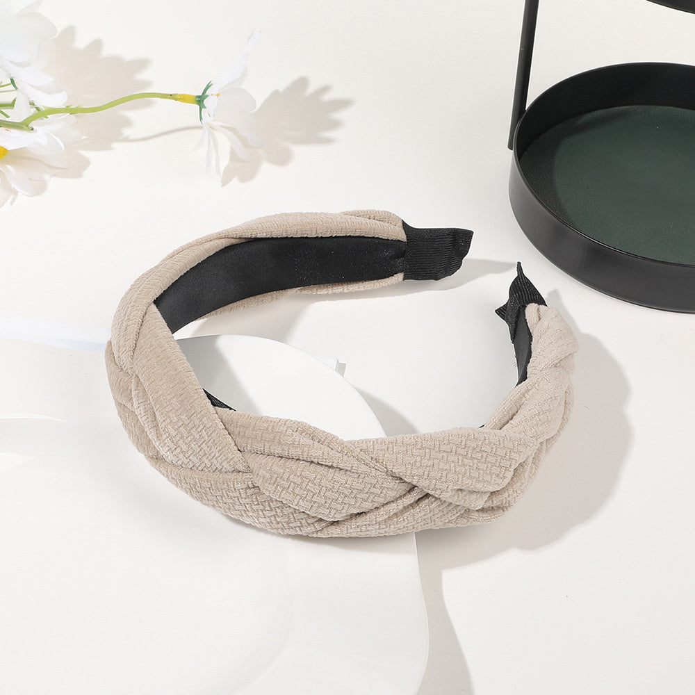 Flannel Braided Headbands Hairband Criss Cross Fall Winter Hair Accessories