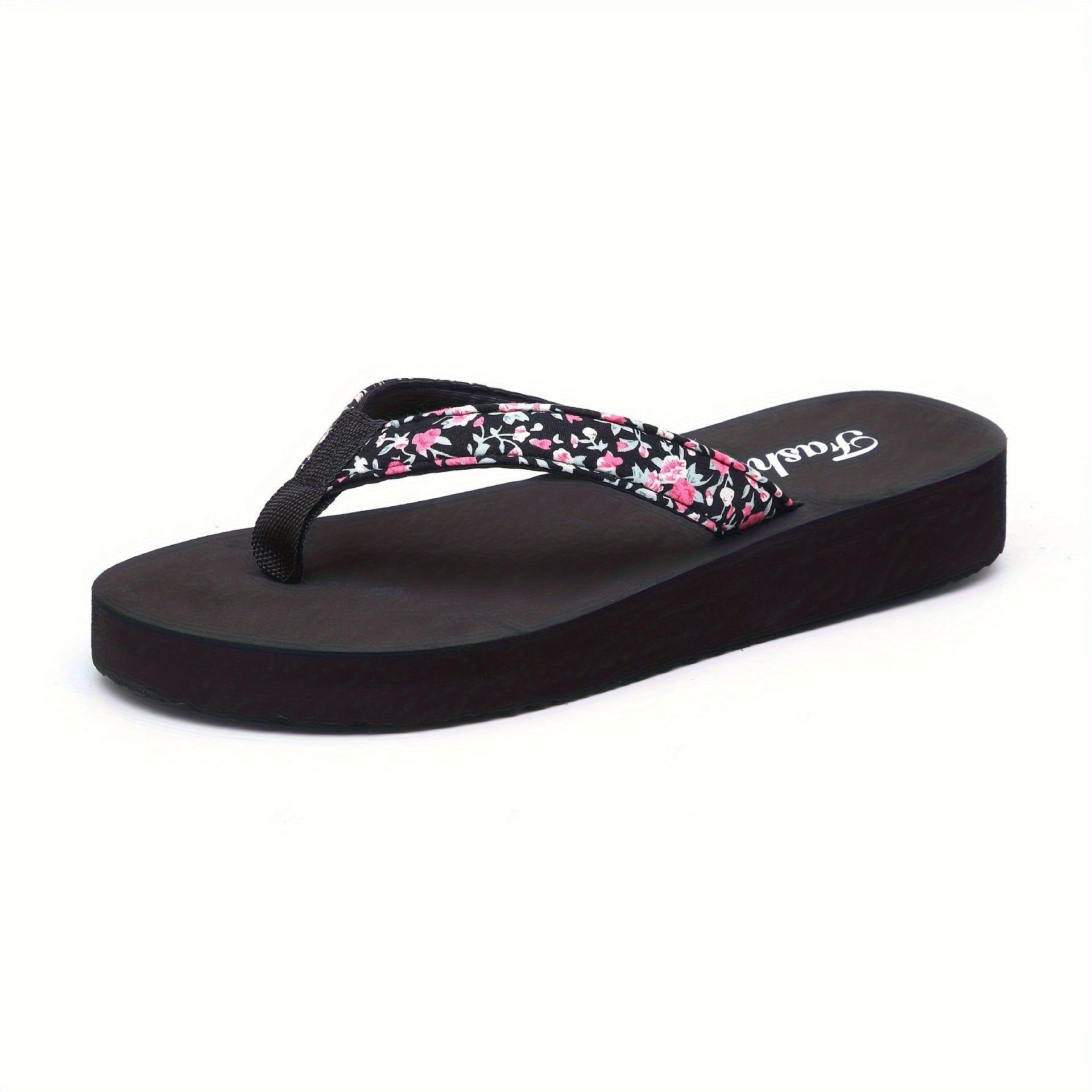 Flower Pattern Flip Flops Lightweight Beach Slippers Women's Footwear