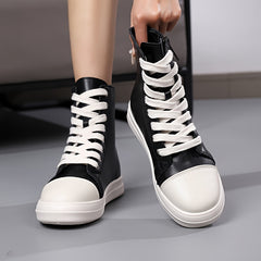 Women's High Top Skate Shoes Faux Leather Comfortable Zipper Sport Shoes