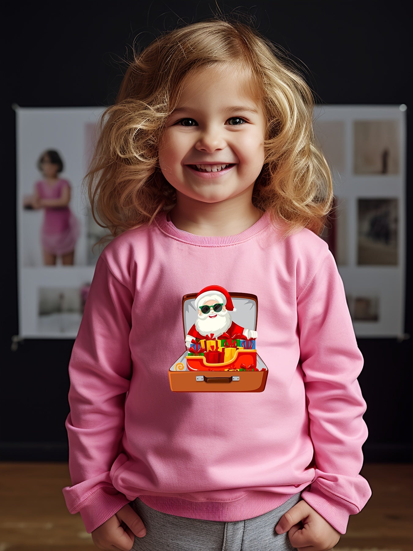 Santa In The Box Girls Sweatshirt Fall Winter