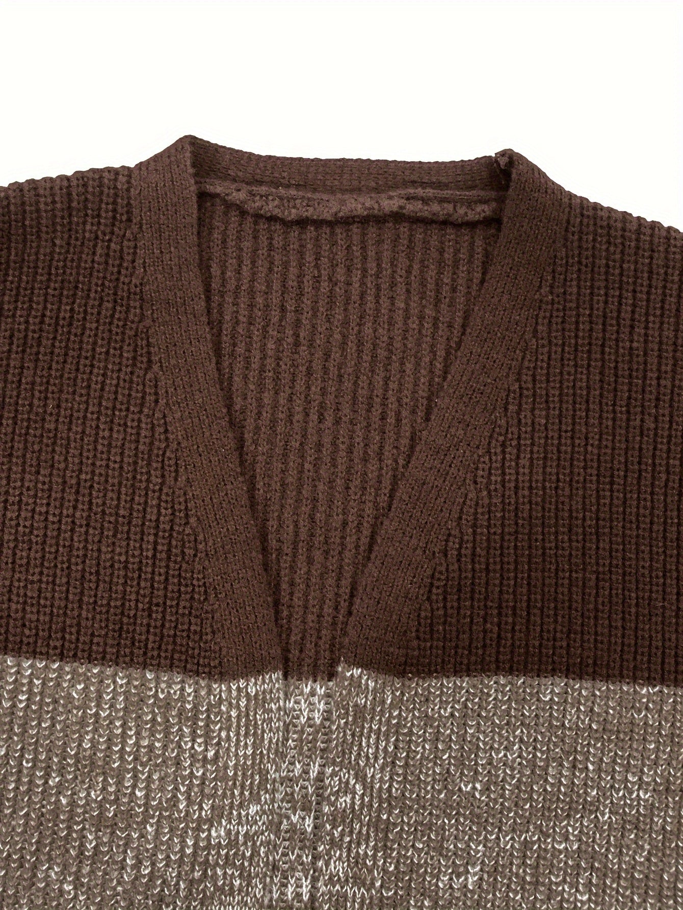  Colorblock Long Sleeve Open Front Cardigan