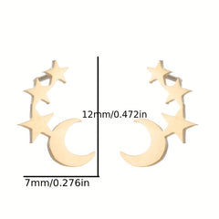 Men's Stainless Steel Stars & Moon Pattern Earrings
