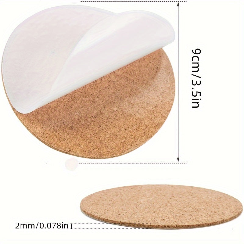 12 Pack DIY Cork Coasters - 3.5 Inch Self Adhesive Wooden Mats