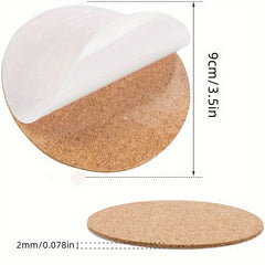 12 Pack DIY Cork Coasters - 3.5 Inch Self Adhesive Wooden Mats