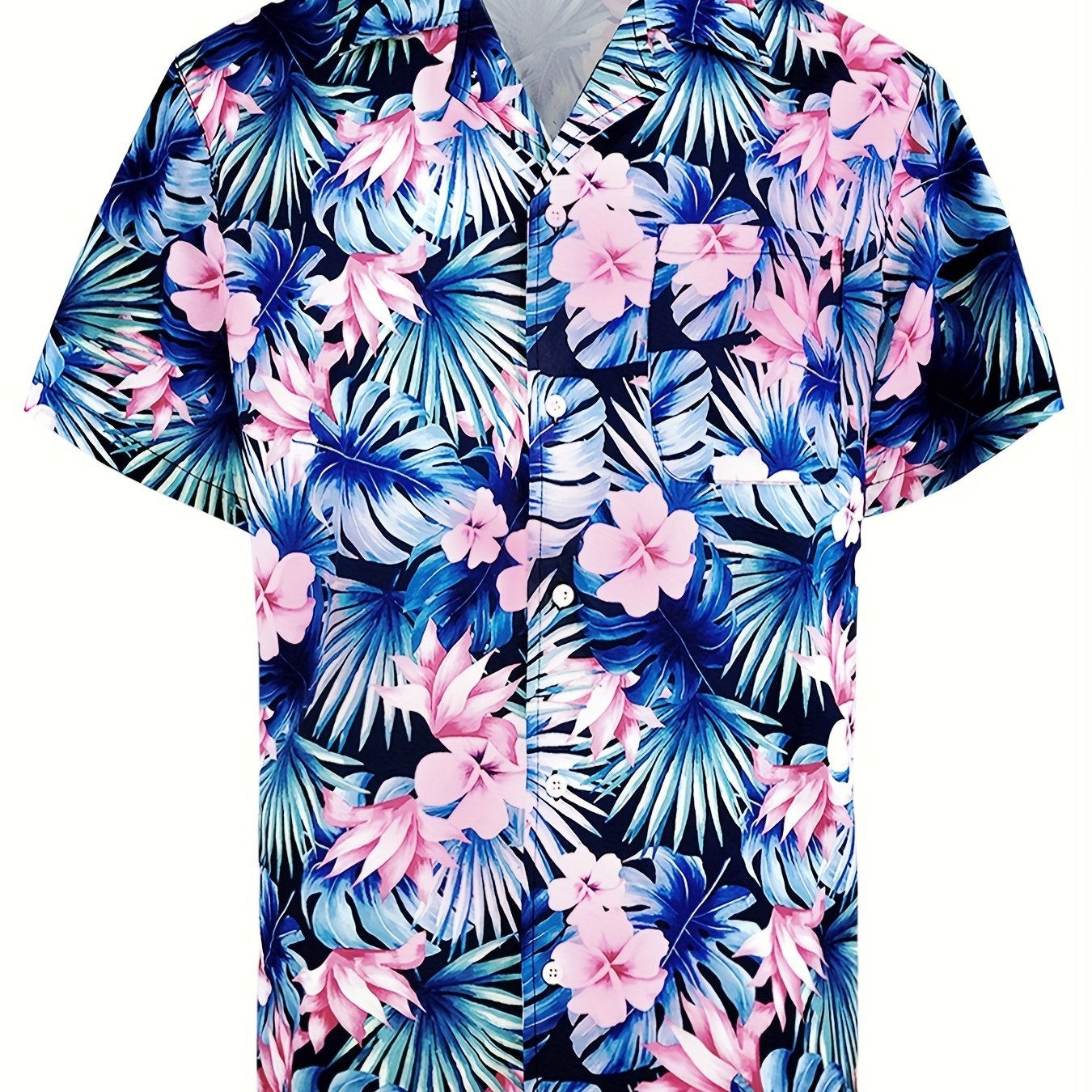 Floral Hawaiian Shirt Men's Casual Button Up Short Sleeve Summer Vacation Resort