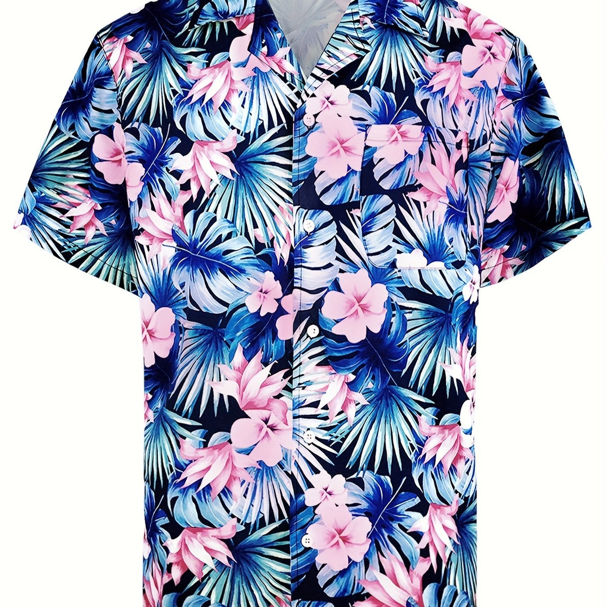 Floral Hawaiian Shirt Men's Casual Button Up Short Sleeve Summer Vacation Resort