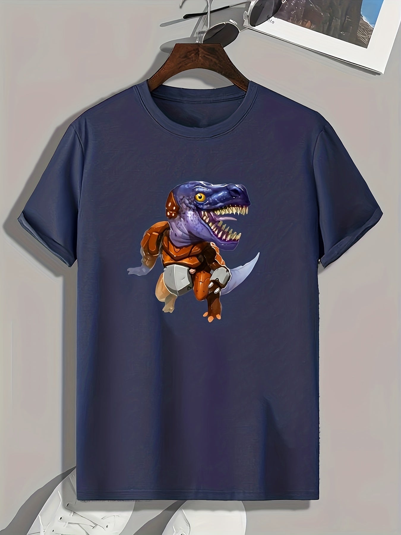 Dinosaur Print Men's Graphic T-Shirt for Summer