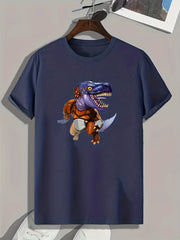 Dinosaur Print Men's Graphic T-Shirt for Summer
