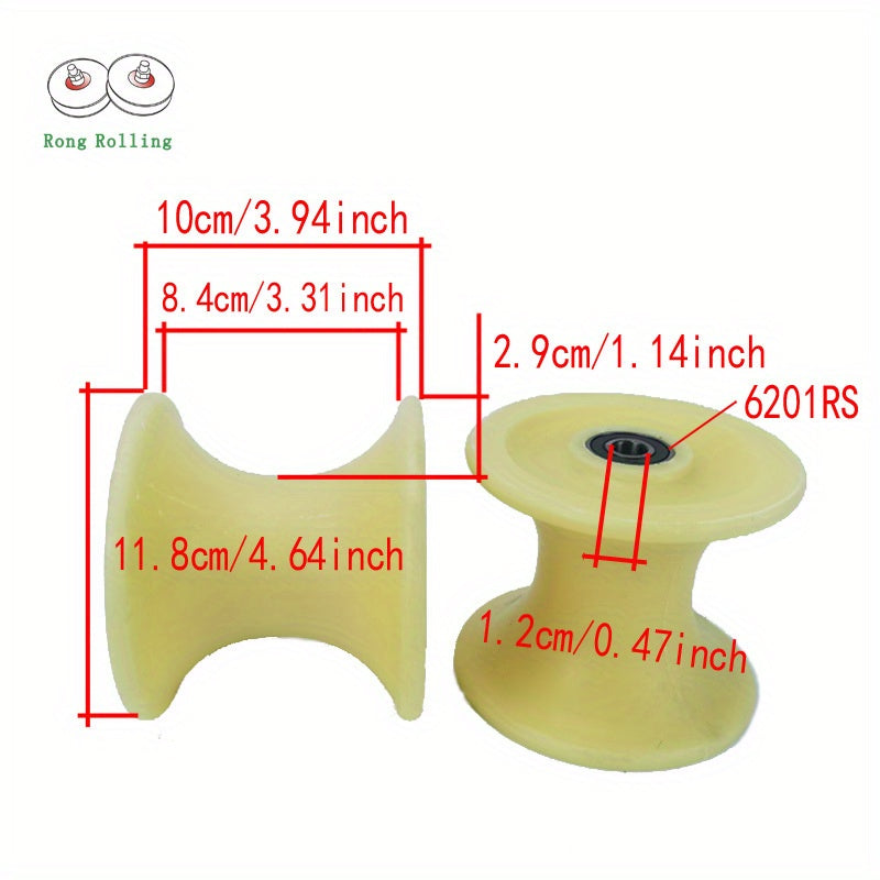 2pcs 4.65inch Sliding Gate Roller U Groove Nylon Roller 8mm Diameter