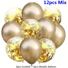 24pcs Mixed Golden Confetti Balloons Birthday Party Decoration Metallic Balloon