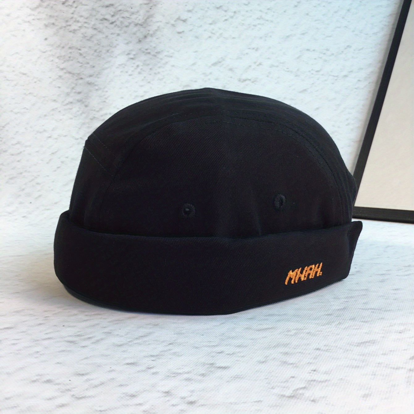 Men's Embroidery Letter Landlord Beanie Hat Japanese Hip Hop - Black