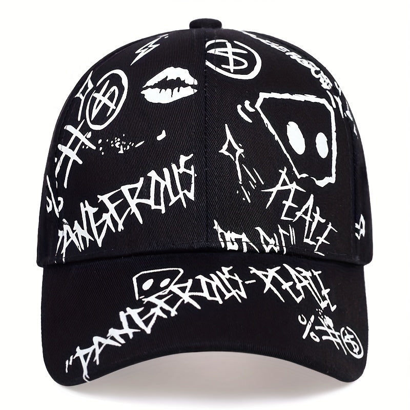 Mens Stone Print Baseball Cap Adjustable Casual Hat For Spring Autumn