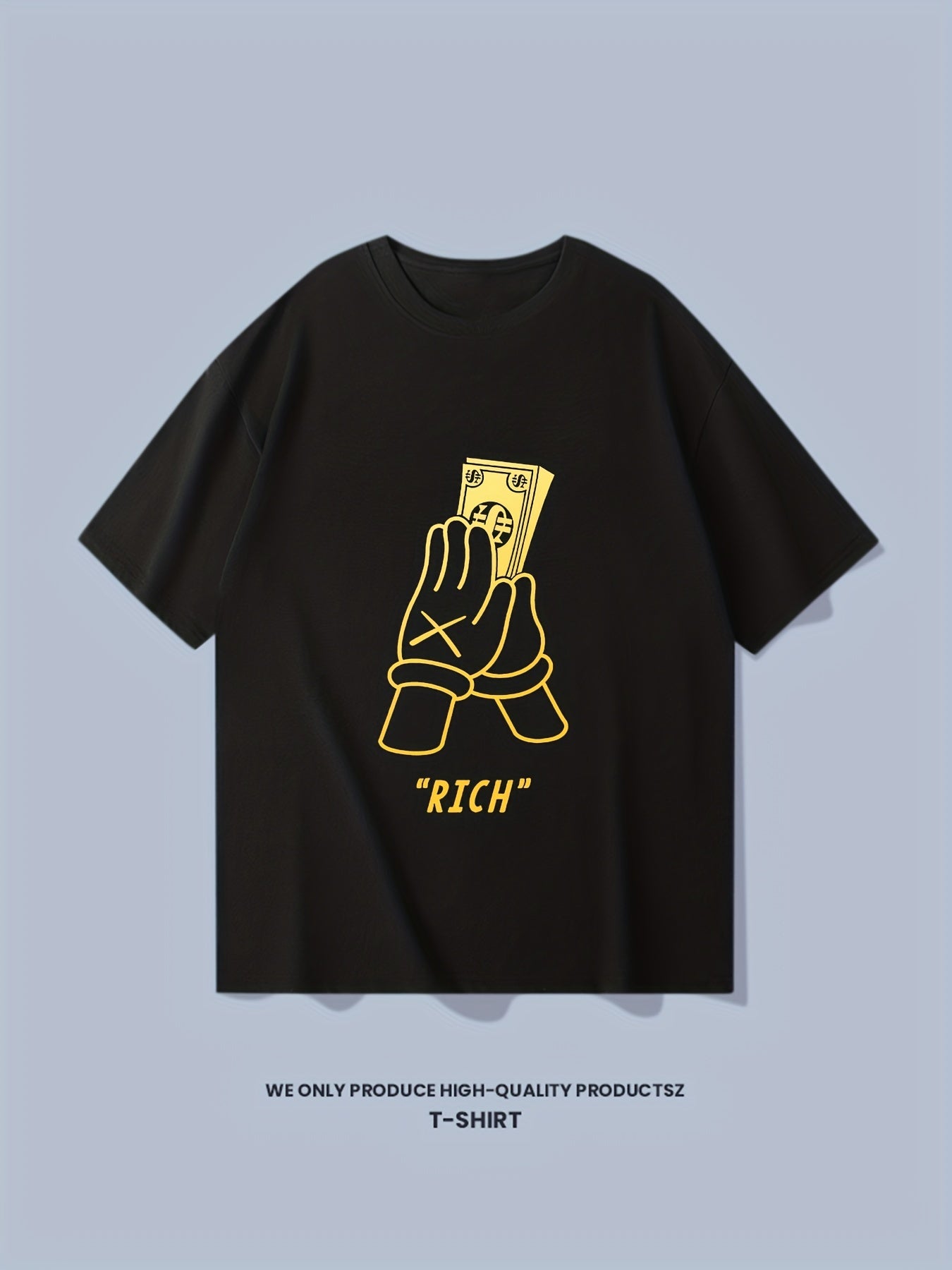 Cotton Pray To Be RICH Money Print Men's Graphic T-shirt