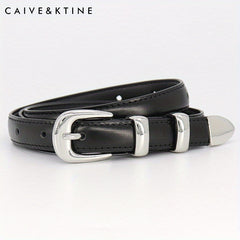 Women's Oval Pin Buckle Belt Casual Thin Leather Belt Solid Jeans Pants Belt