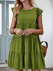  Ruffle Sleeve Smock Dress