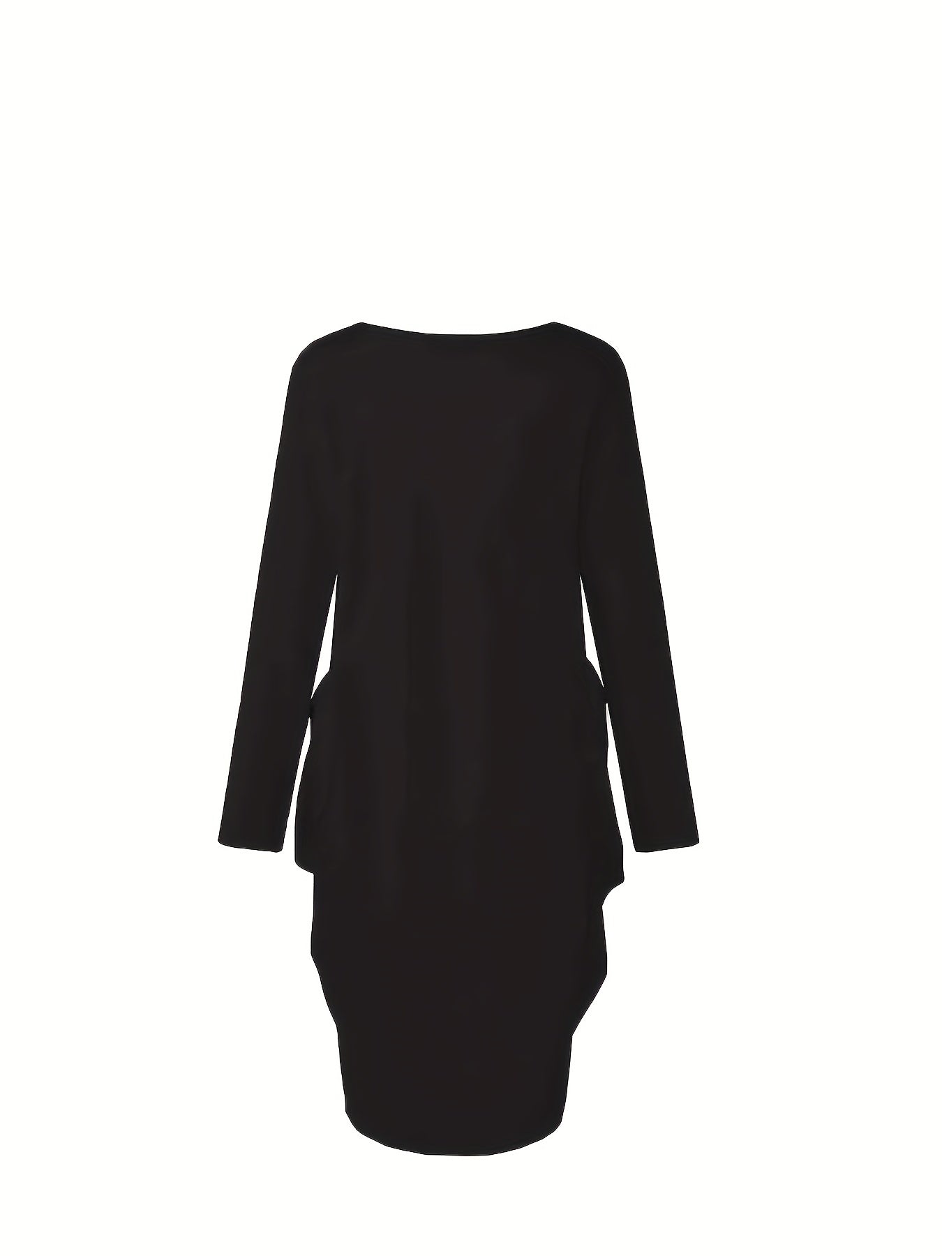 Slogan Heart Print Long Sleeve Round Neck Baggy Dress