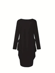  Slogan Heart Print Long Sleeve Round Neck Baggy Dress