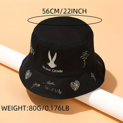 Rabbit Embroidered Bucket Hat - Sunshade Fisherman Cap for Women