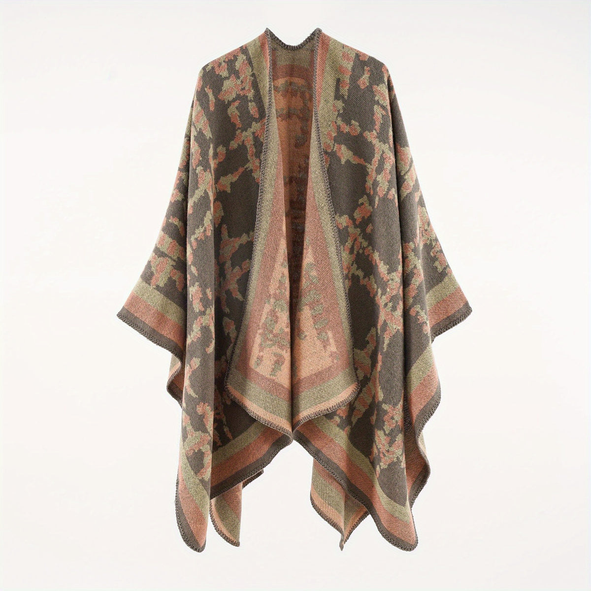 Boho Tie Dye Cashmere Shawl Warm Wrap Windproof Cardigan