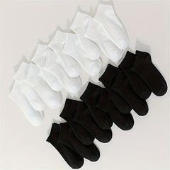 20 Pairs Solid Socks Comfy & Breathable All match Socks Women's Stockings