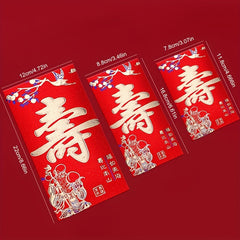 6pcs High Frosted Chinese Red Bag Birthday Celebration Lucky Money Bag