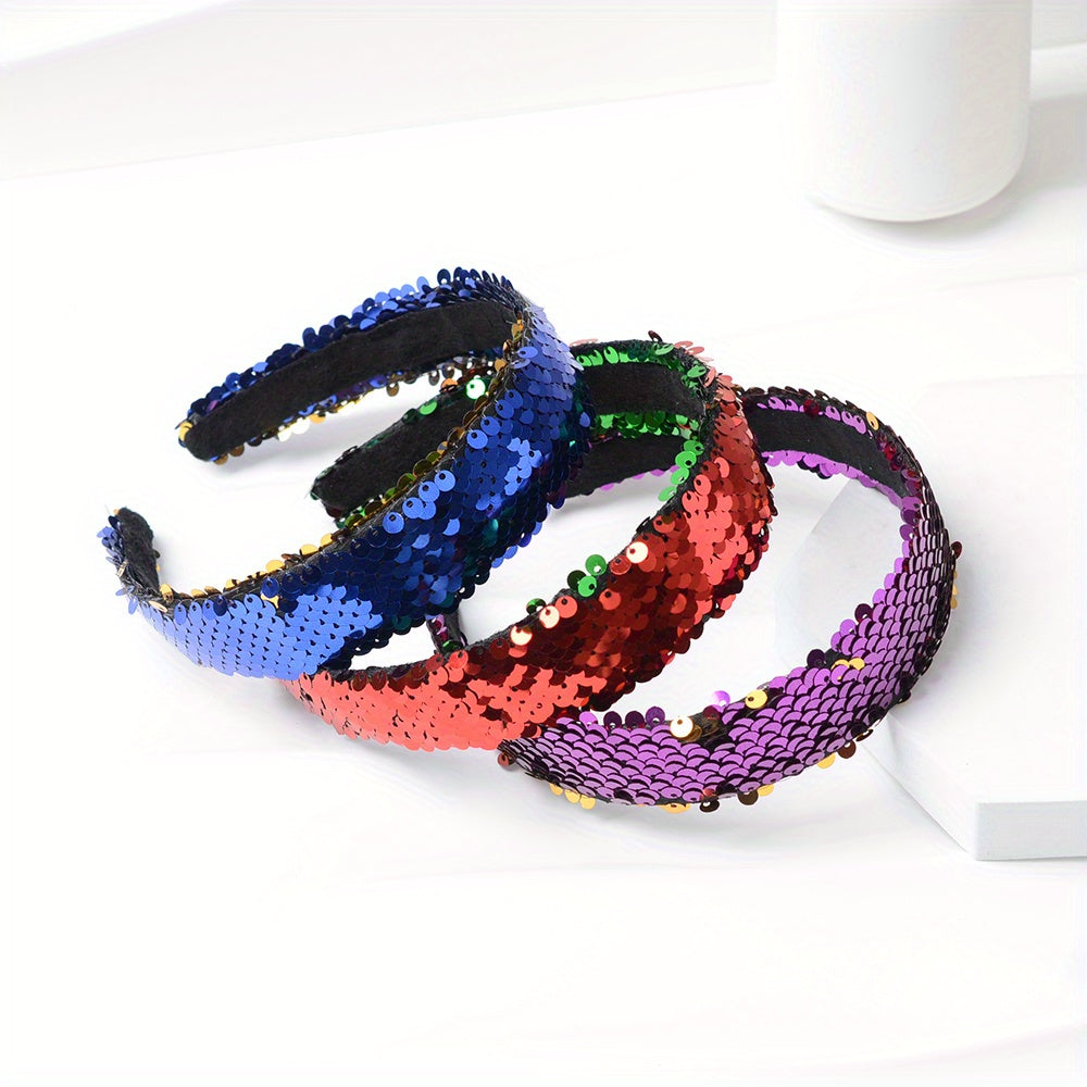 Y2K Gradient Sequin Headband Glitter Hair Band for Party Prom Women Girls