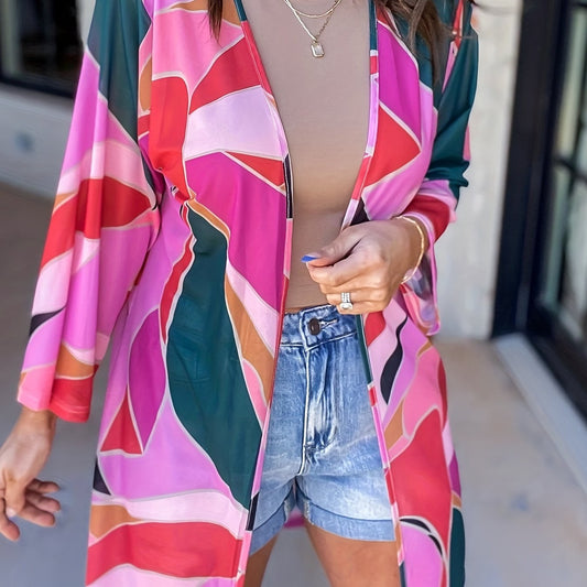  Colorblock Stretch Cardigan