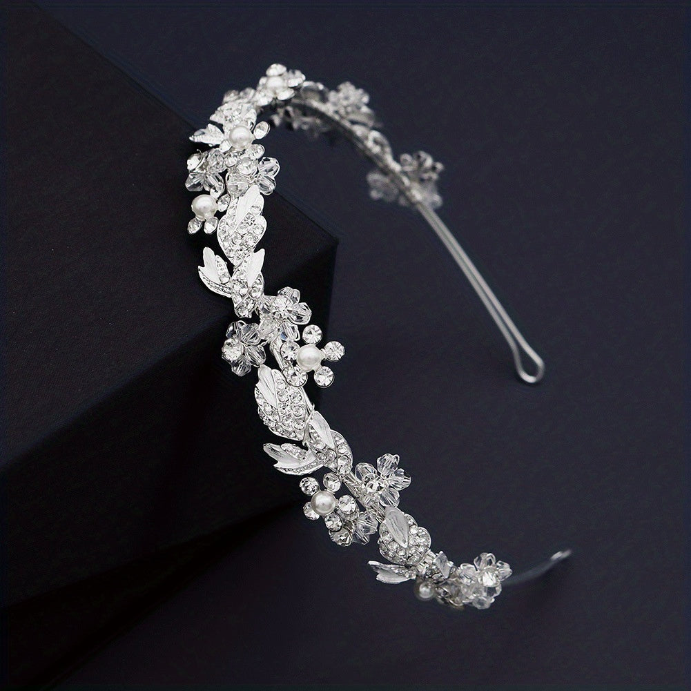 Rhinestone Faux Pearl Headband Alloy Head Hoop Queen Hair Band