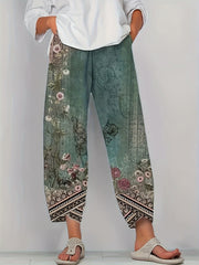 Women's Plus Floral & Geometric Print Casual Pants