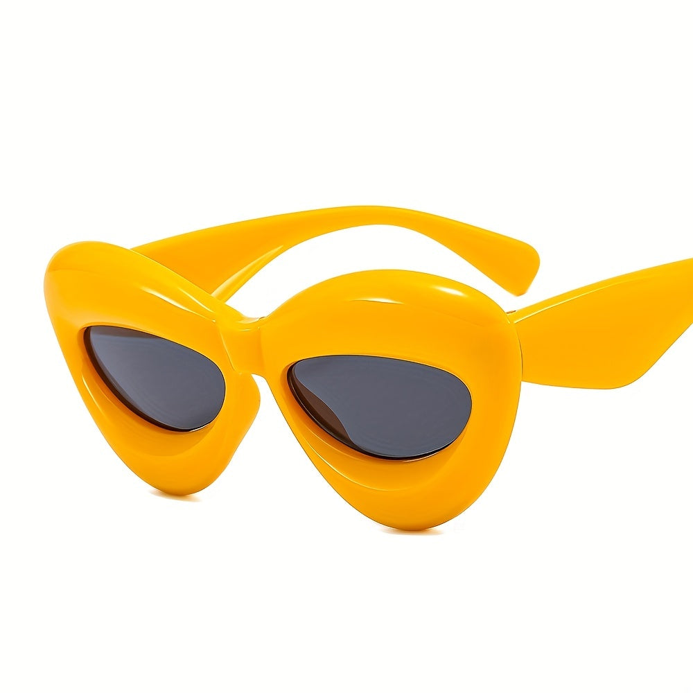 Y2K Inflated Cat Eye Sunglasses For Women Men Block Thick Lip Glasses