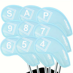 9 Pcs PU Leather Golf Headcovers Waterproof Putter Club Cover