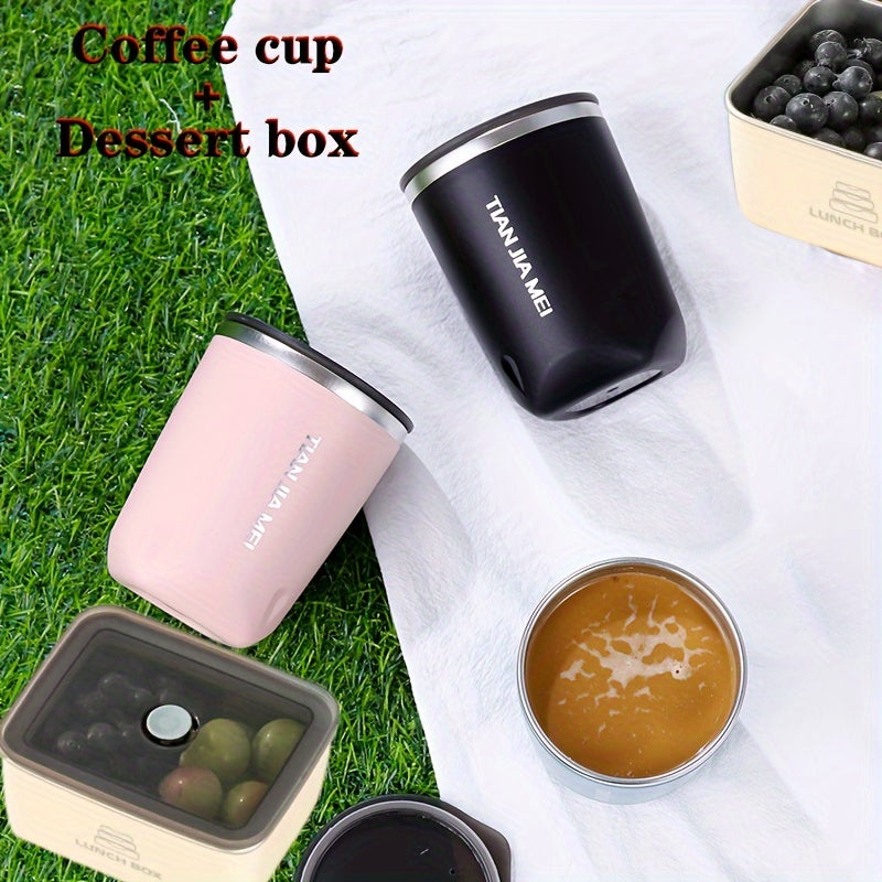 304 Stainless Steel Outdoor Coffee Cup & Dessert Box Set
