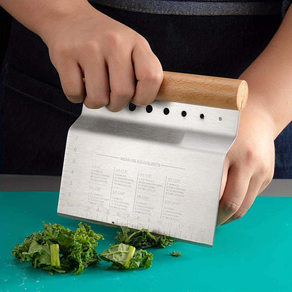 2-In-1 Stainless Steel Dough Cutter & Scraper with Peeling Hole
