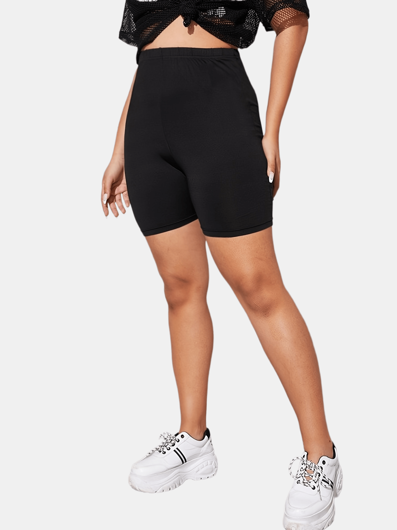  Solid Stretch Skinny Fit Biker Shorts