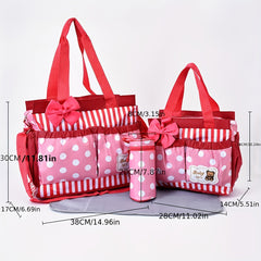 Large Polka Dot Mommy Bag - Four Piece Set
