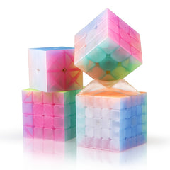 3x3 Speed Cube Jelly Colors Durable ABS Lightweight Sticker Brain Teaser