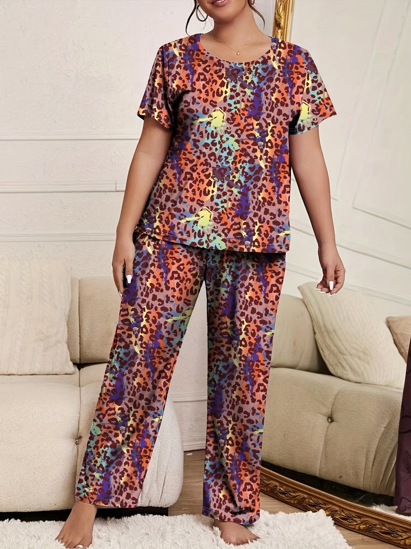  Ombre Leopard Print Pajama Set