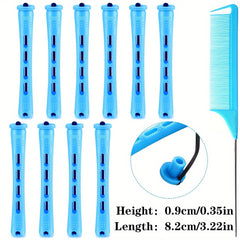 10pcs Hair Perm Rods with Comb, Bands Short Curlers for Styling