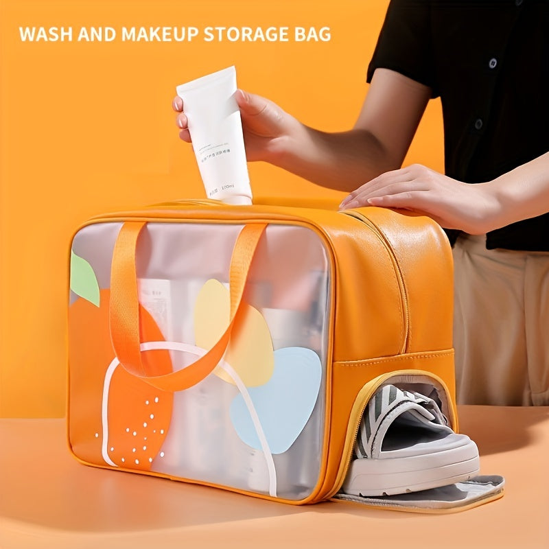 Cartoon Fruit Pattern Translucent Makeup Handbag Toiletry Wash Bag