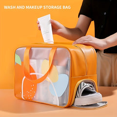 Cartoon Fruit Pattern Translucent Makeup Handbag Toiletry Wash Bag