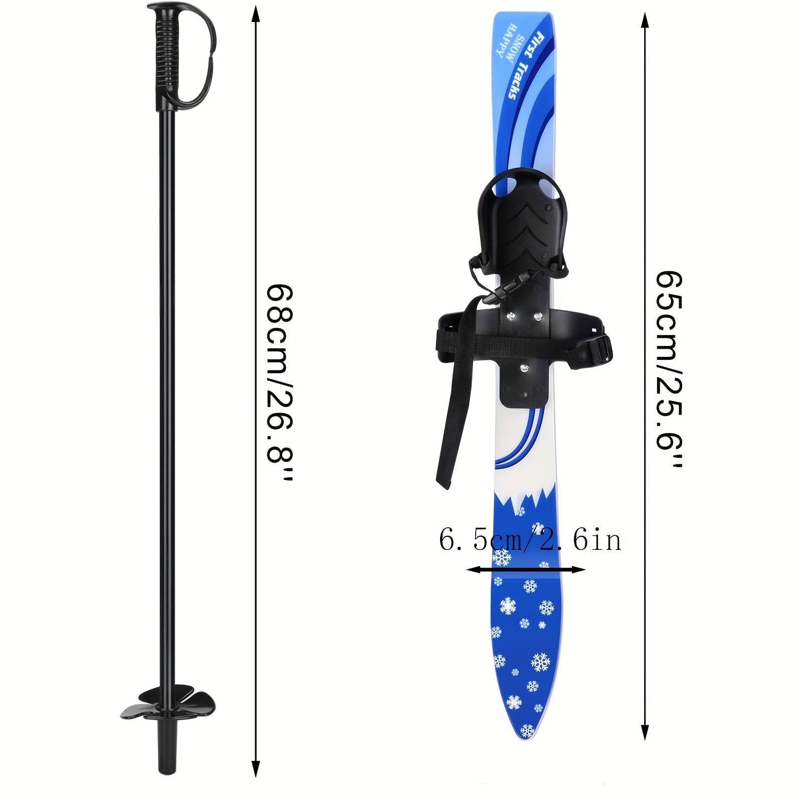 Snow Skiing Pole Set with Bindings for Beginners