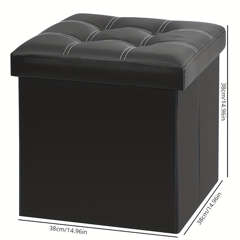 Multifunctional Folding Storage Stool Ottoman Marble Pattern