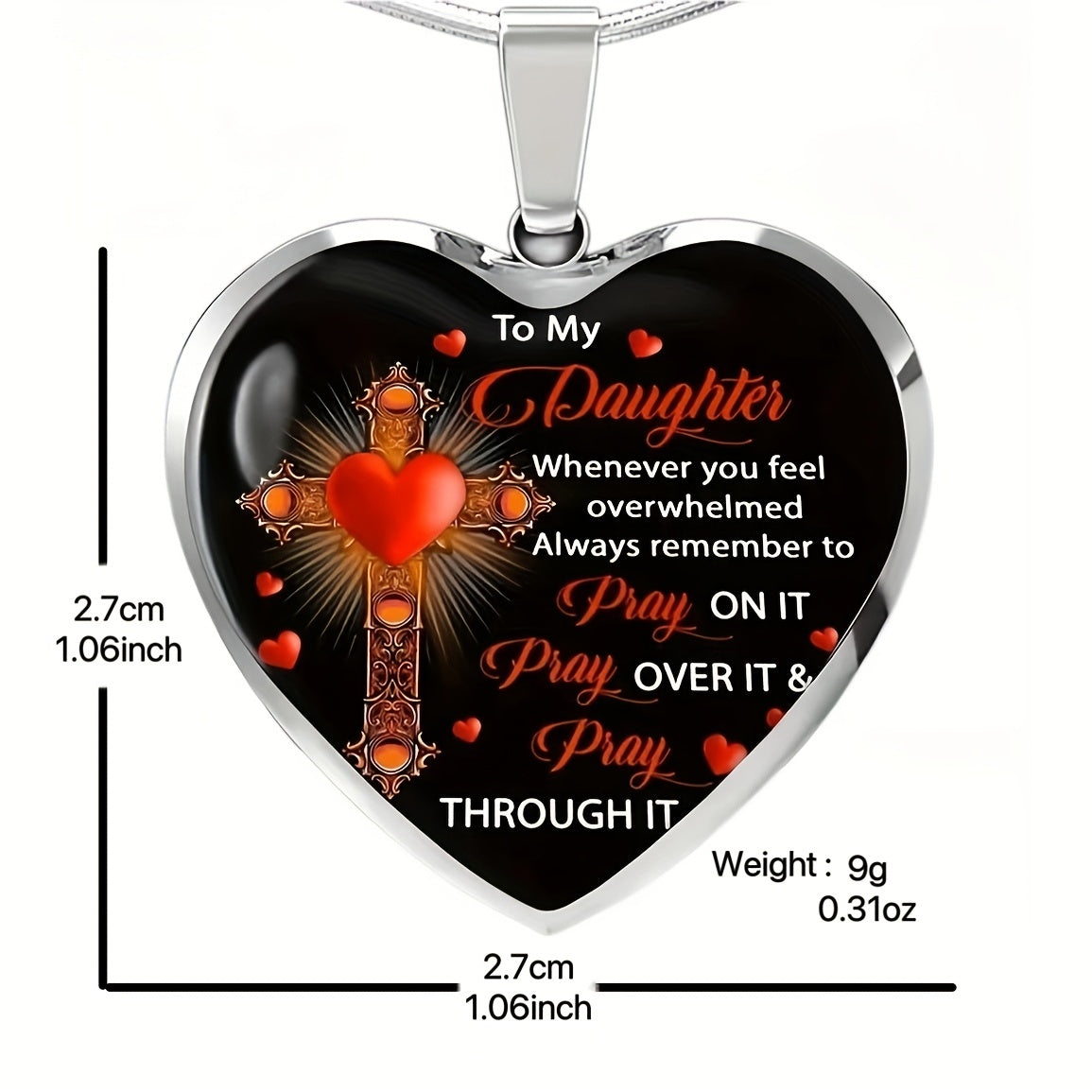 Heart Cross Pendant Necklace Men Women Jewelry Gift Couples
