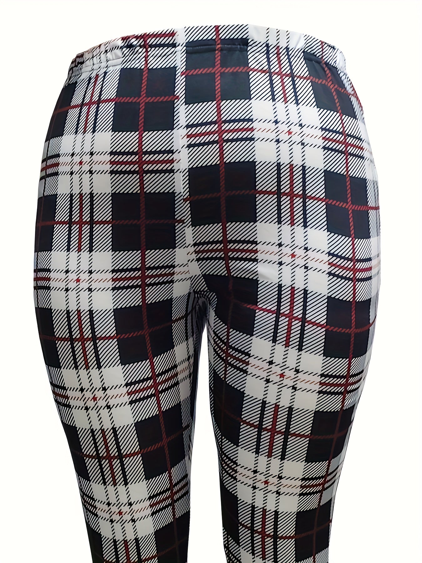  Plaid Print High Rise Stretch Leggings