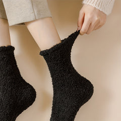 5 Pairs Fuzzy Mid Tube Socks Women's Stockings