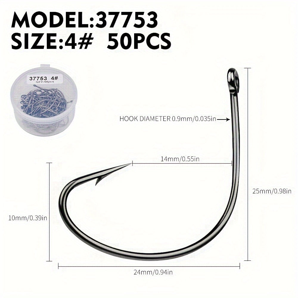 50pcs High Carbon Steel Fish Hooks Box High Strength Corrosion Resistance