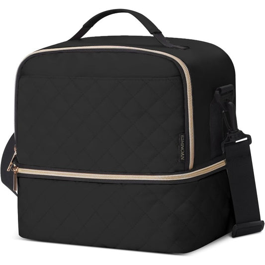 Pink Insulated Double Deck Cooler Lunch Bag for Women