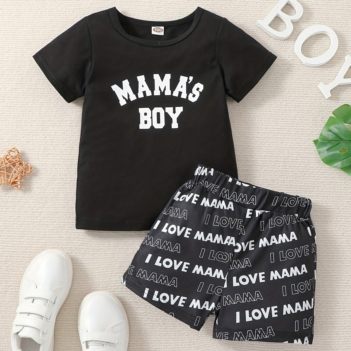 Boys Mama's Boy Casual Outfit T-shirt & Shorts Set