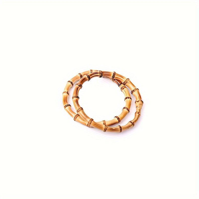 1pc Bamboo Handle Diy Bag Material Wooden Bamboo Ring Bamboo Bag Handle