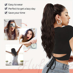 50 8 Cm Long Water Wave Ponytail Extensions Synthetic Fiber Hair Extensions